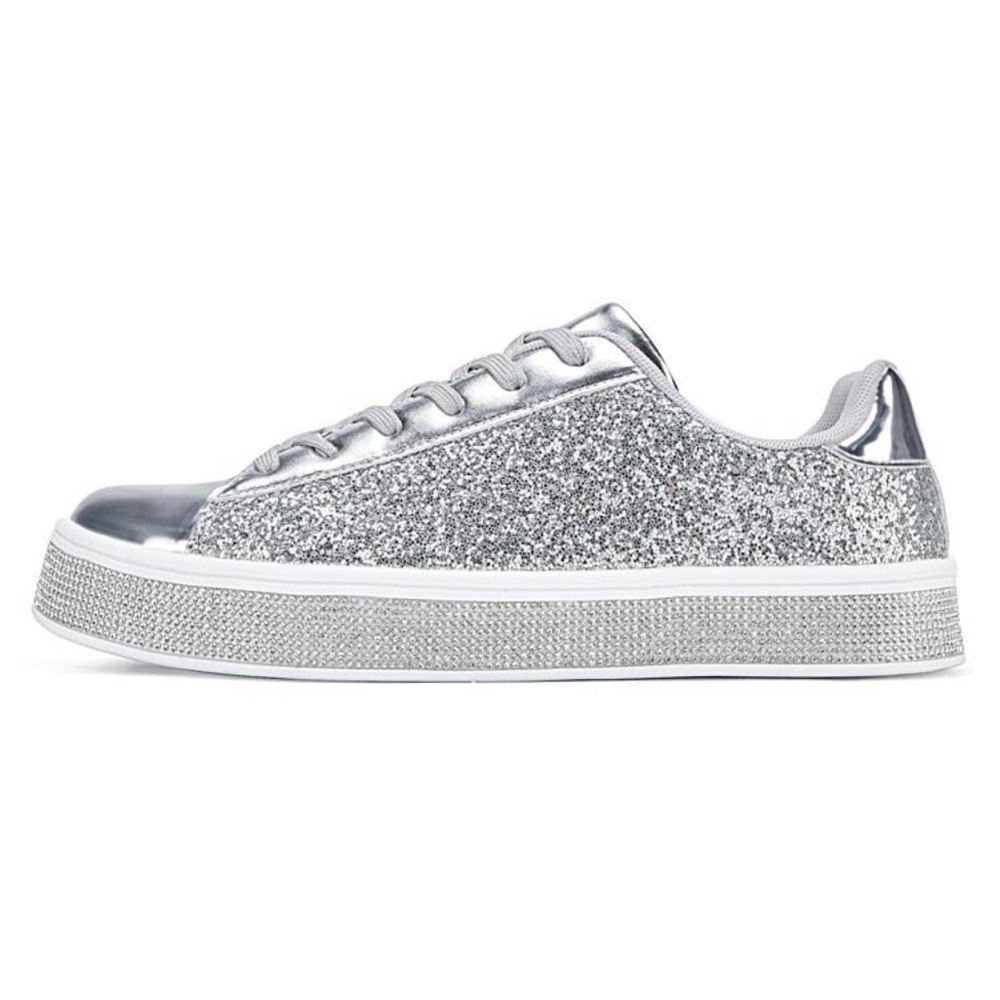 Silver Glitter Canvas Shoes 👟